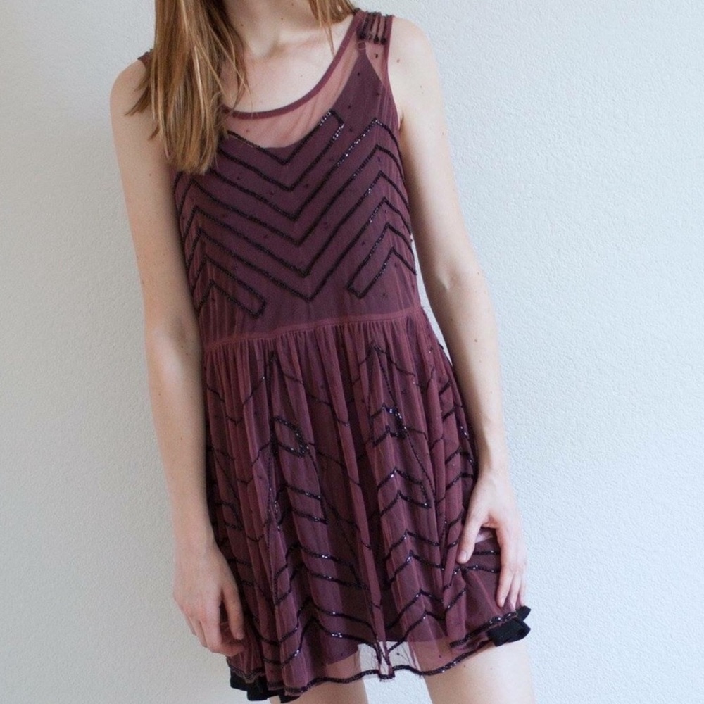 Gorgeous Free People beaded sheer slip dress!